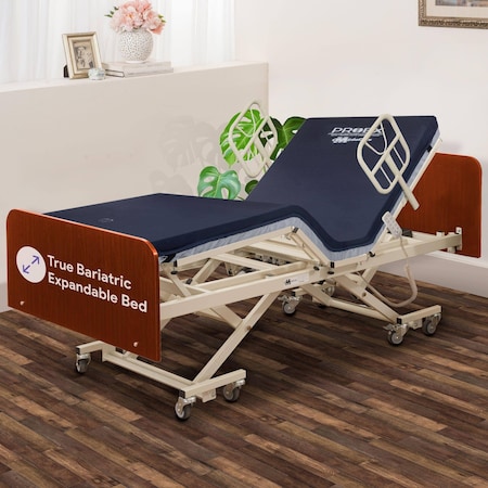 Medacure Expandable Bariatric Hospital Bed, Fully Electric with ProEx 48 Mattress  Amber Cherry MC-LXBARICH1KA